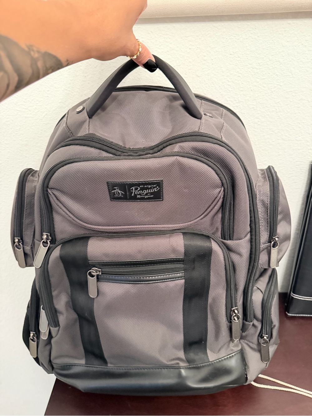 Original Penguin Gray and Black Men’s Backpack